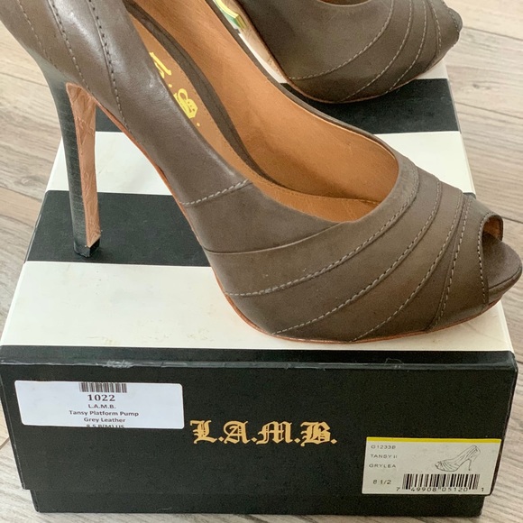 L.A.M.B. Tansy Grey Leather Platform Pump 8.5 - Picture 4 of 5
